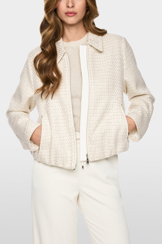 Marc Cain Ecru Luxurious Bouclé Jacket with Zip