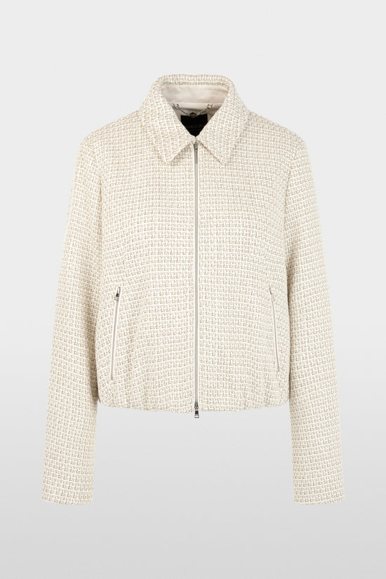 Marc Cain Ecru Luxurious Bouclé Jacket with Zip