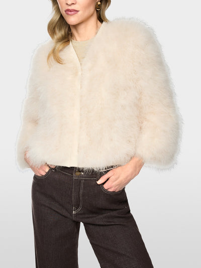 Marc Cain Off-White Short Jacket with Feathers BC31.10 W06