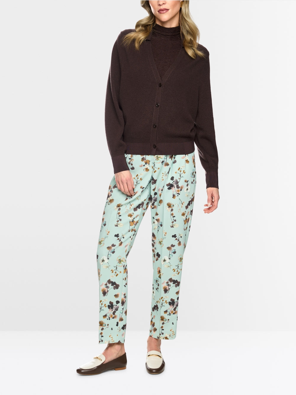 Marc Cain Brown V-Neck Cashmere Cardigan