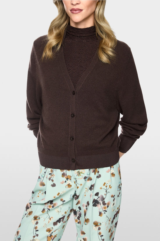 Marc Cain Brown V-Neck Cashmere Cardigan