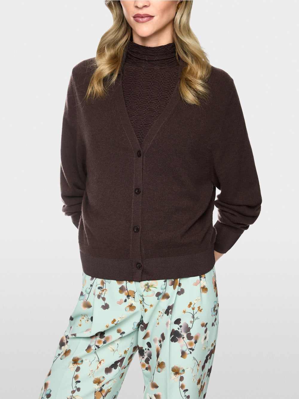 Marc Cain Brown V-Neck Cashmere Cardigan