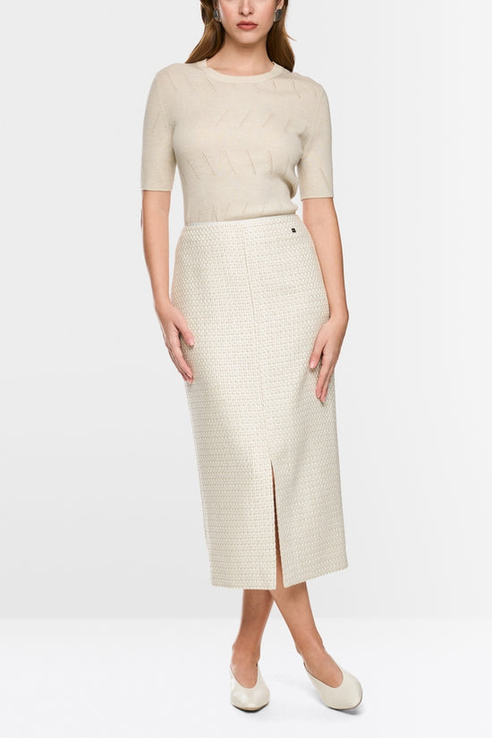 Marc Cain Ecru Short Sleeved Ribbed Sweater