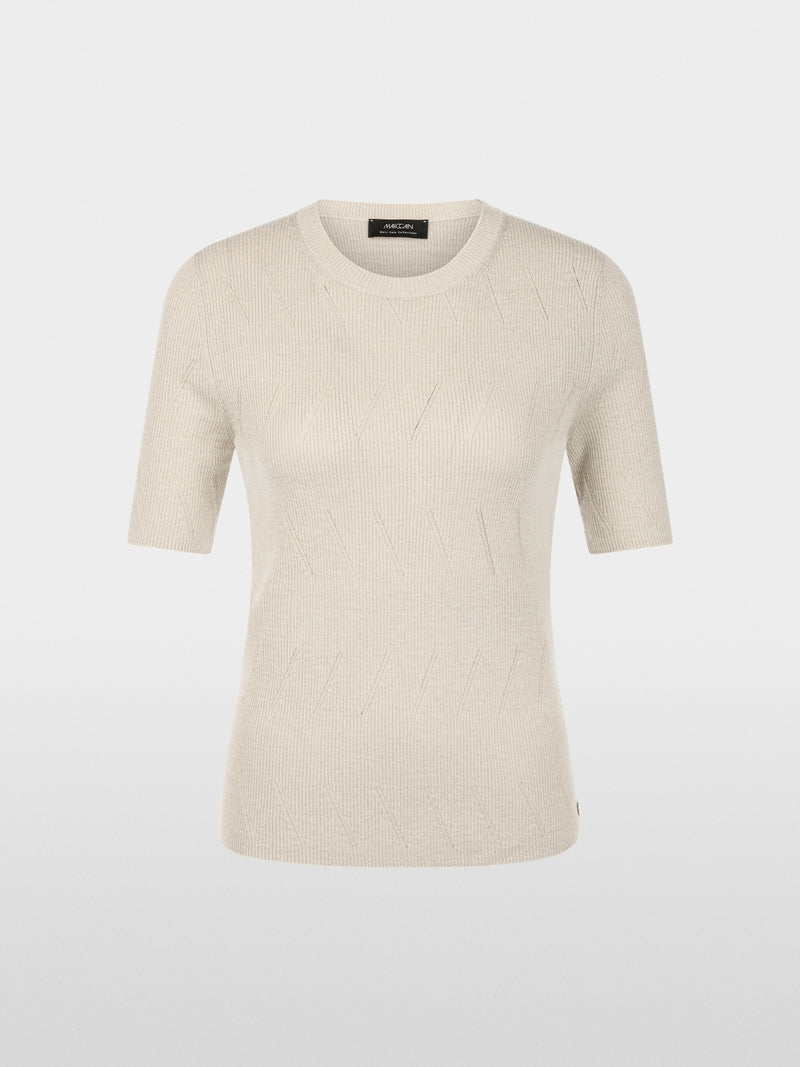 Marc Cain Ecru Short Sleeved Ribbed Sweater