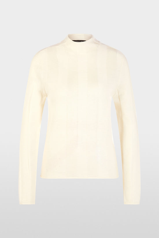 Marc Cain Off-White Slim-fit Sweater with Stand-Up Collar