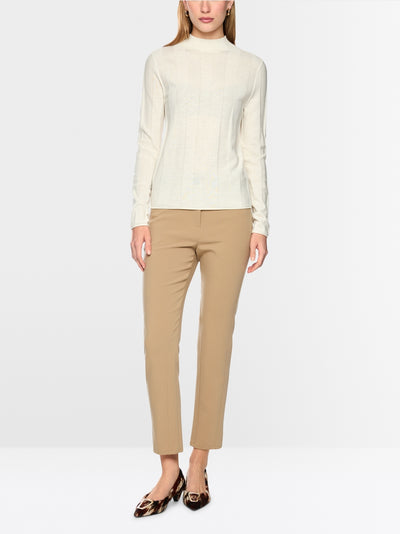 Marc Cain Off-White Slim-fit Sweater with Stand-Up Collar BC41.21 M53