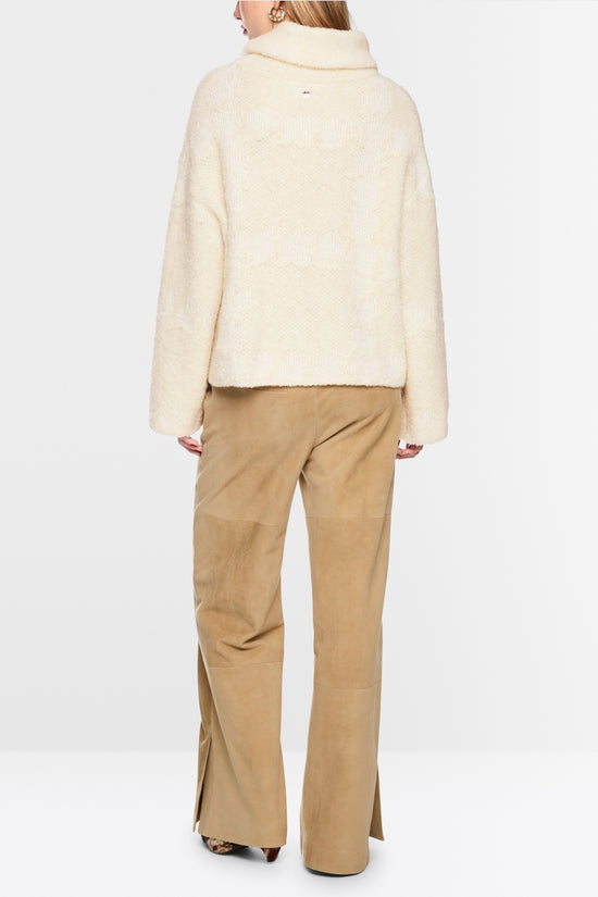 Marc Cain Off-White Chunky Knit Roll Neck Sweater