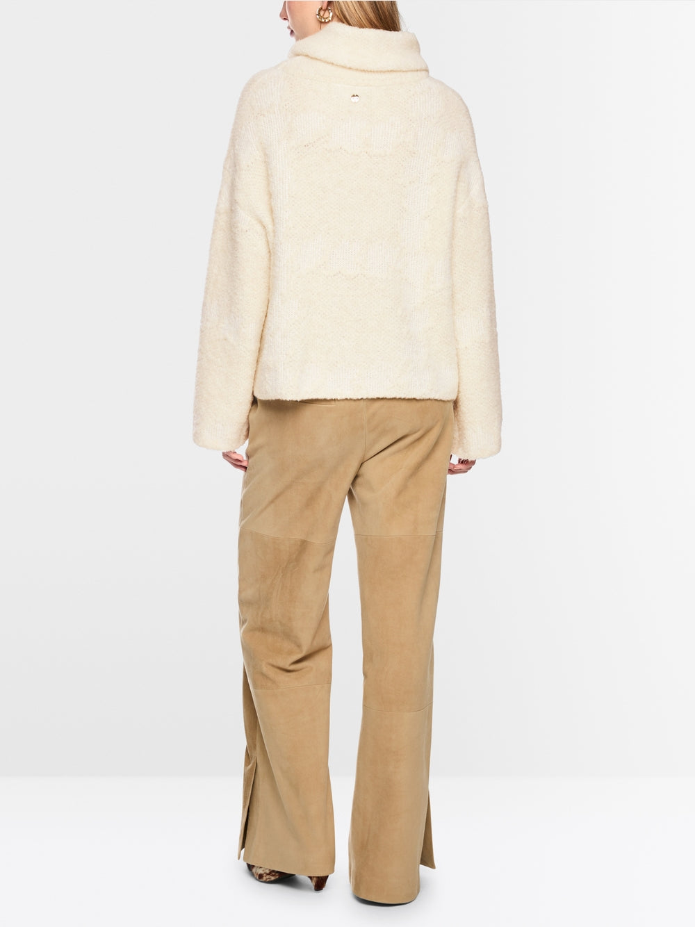 Marc Cain Off-White Chunky Knit Roll Neck Sweater