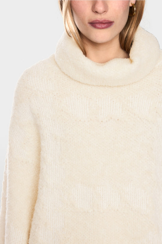 Marc Cain Off-White Chunky Knit Roll Neck Sweater