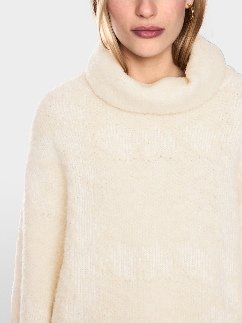 Marc Cain Off-White Chunky Knit Roll Neck Sweater