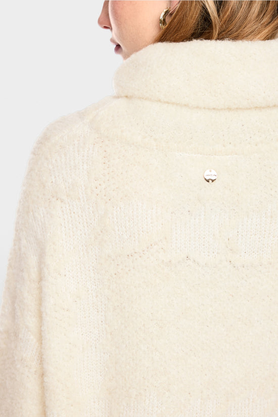 Marc Cain Off-White Chunky Knit Roll Neck Sweater