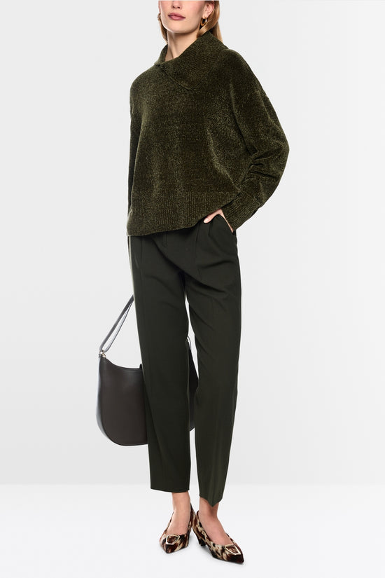 Marc Cain Forest Green Chenille Yarn Turtleneck Sweater