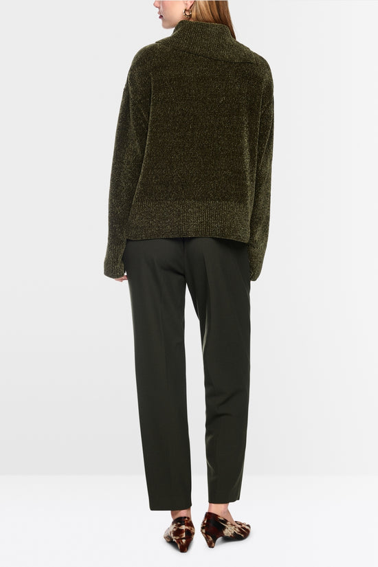 Marc Cain Forest Green Chenille Yarn Turtleneck Sweater