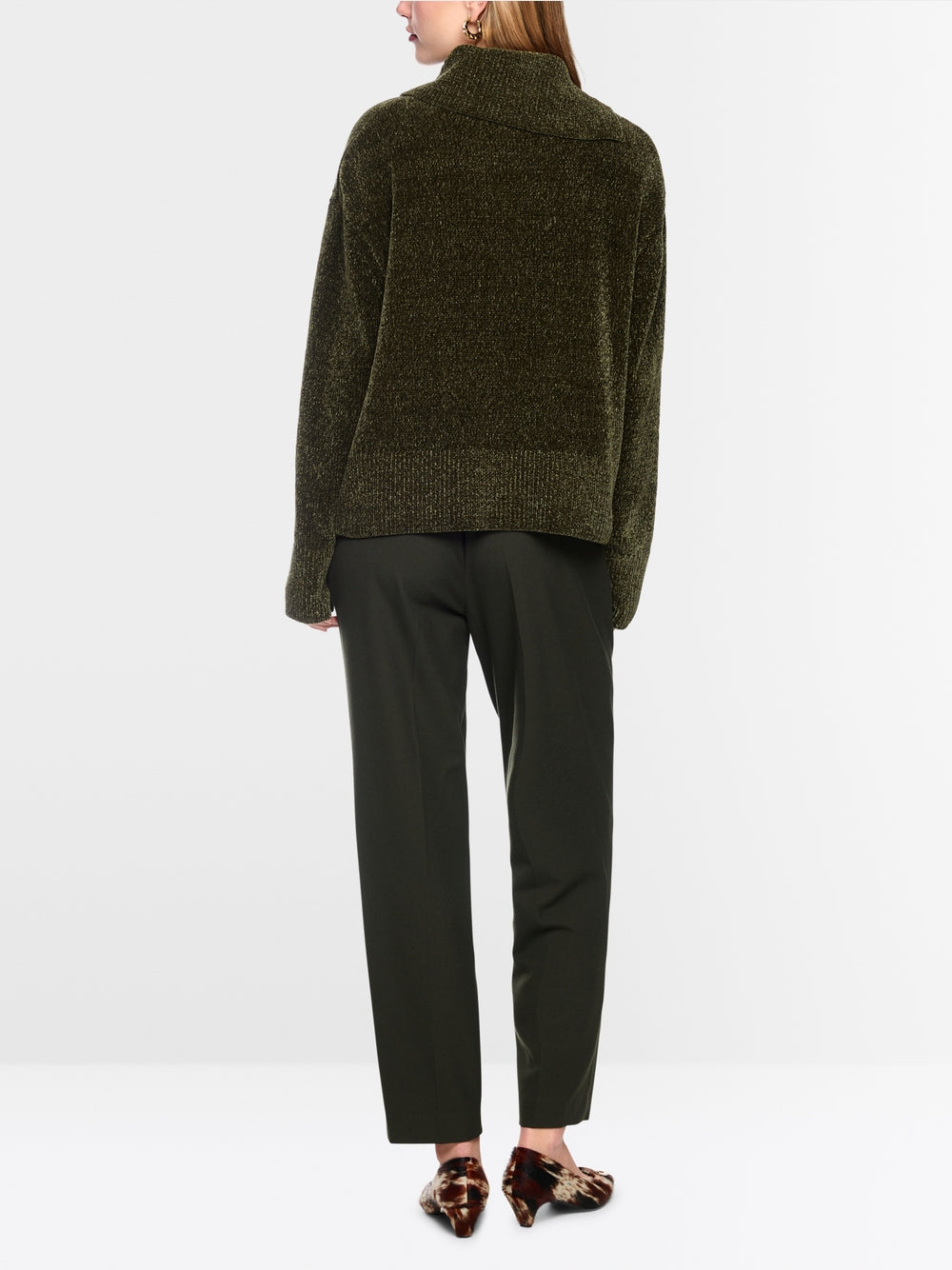Marc Cain Forest Green Chenille Yarn Turtleneck Sweater