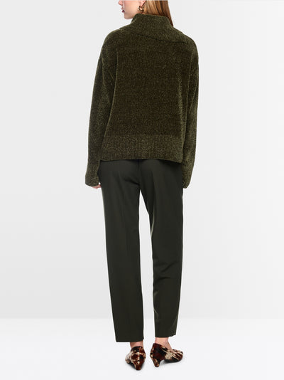 Marc Cain Forest Green Chenille Yarn Turtleneck Sweater BC41.26 M61