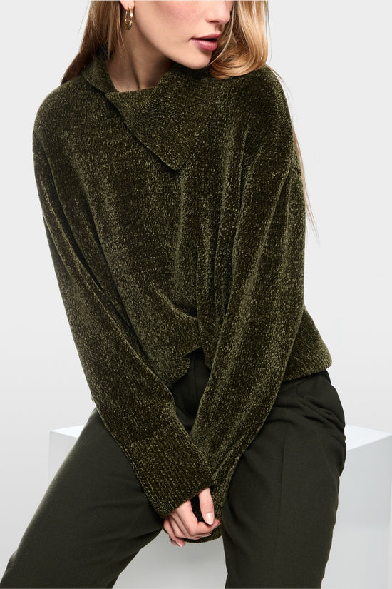 Marc Cain Forest Green Chenille Yarn Turtleneck Sweater