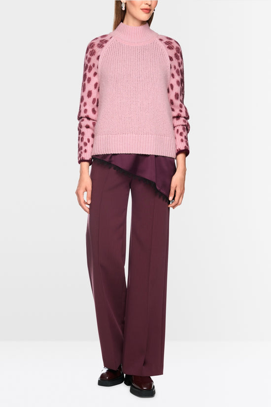 Marc Cain Pink Soft Wool Blend Stand Up Collar Sweater