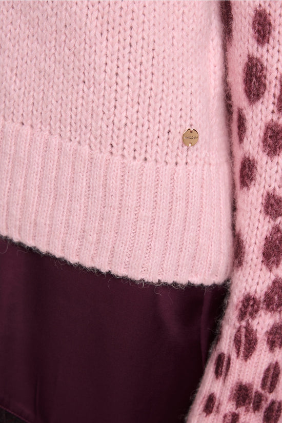 Marc Cain Pink Soft Wool Blend Stand Up Collar Sweater