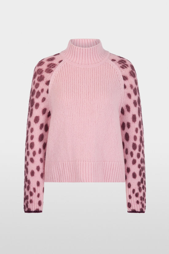Marc Cain Pink Soft Wool Blend Stand Up Collar Sweater