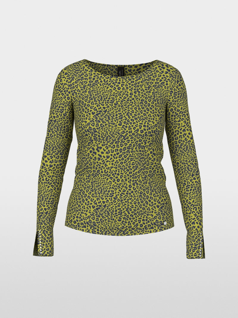 Marc Cain Apple Green Leopard Print Long Sleeve Top