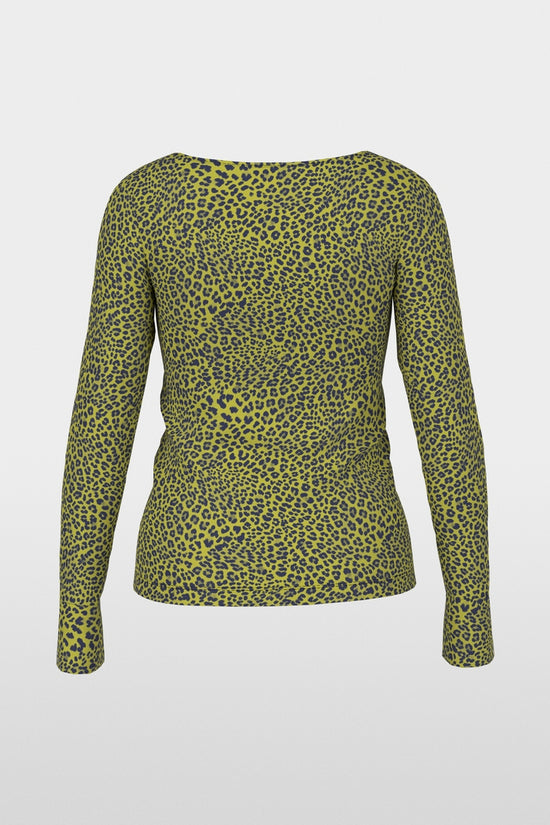 Marc Cain Apple Green Leopard Print Long Sleeve Top
