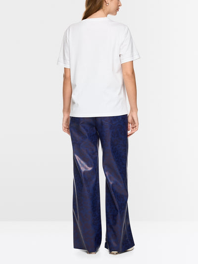 Marc Cain White Short Sleeve Cotton T-Shirt with Leopard Print BC 48.10 J66