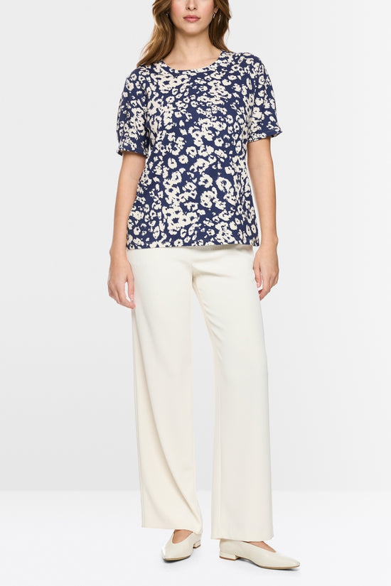 Marc Cain Midnight Blue Print Slim-Fit T-Shirt