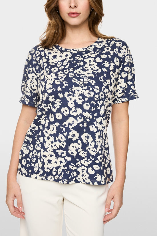 Marc Cain Midnight Blue Print Slim-Fit T-Shirt