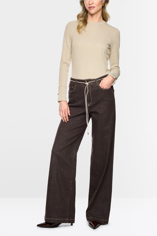 Marc Cain Ecru Long Sleeved Lurex Top