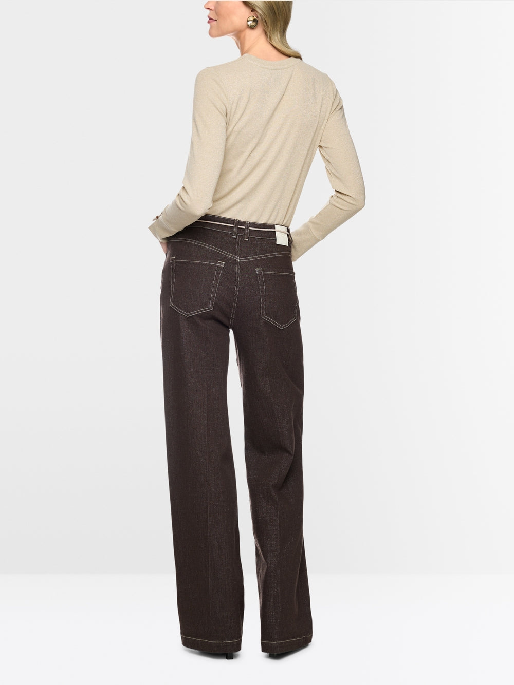 Marc Cain Ecru Long Sleeved Lurex Top