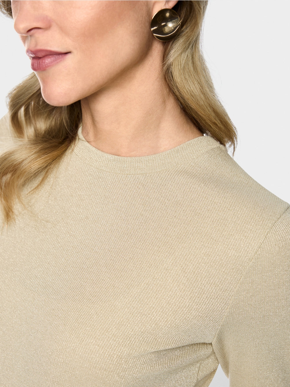 Marc Cain Ecru Long Sleeved Lurex Top