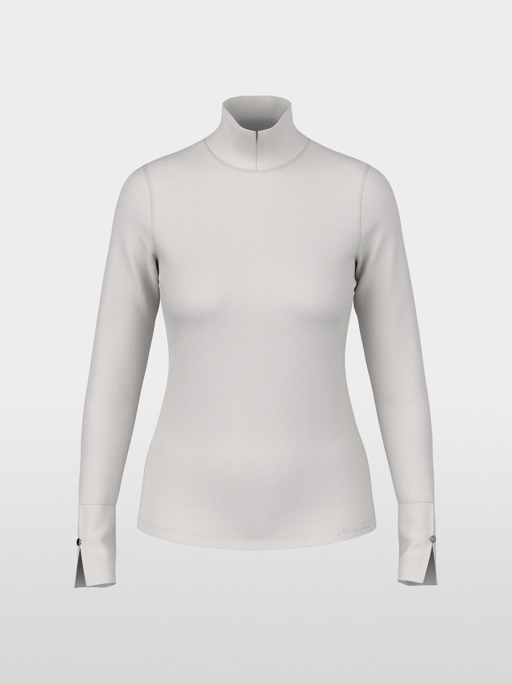 Marc Cain Taupe Long Sleeved Top with Stand-Up Collar