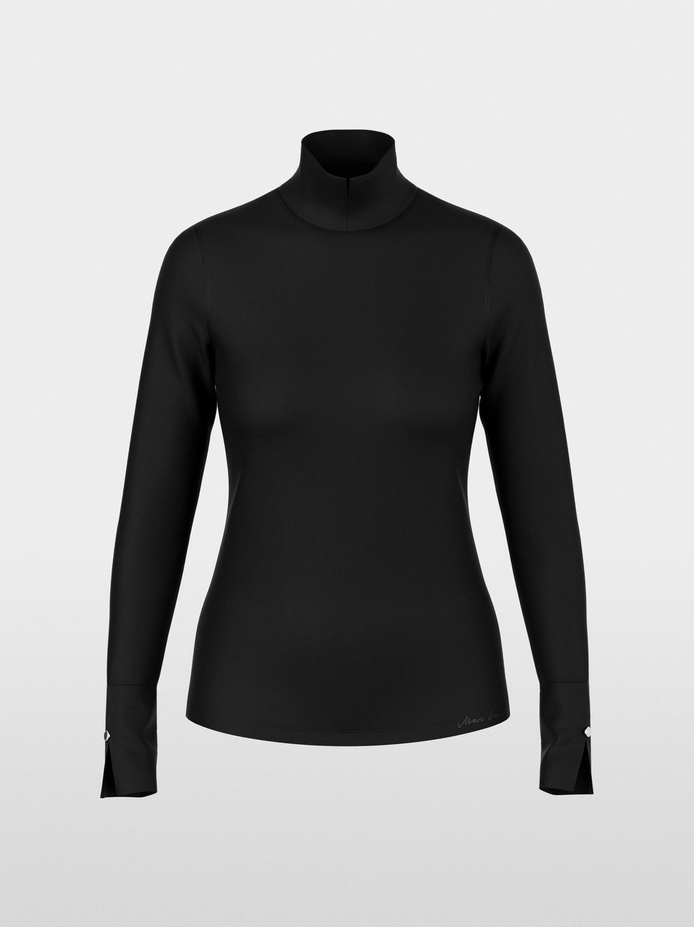 Marc Cain Black Long-Sleeved Top with Stand-Up Collar