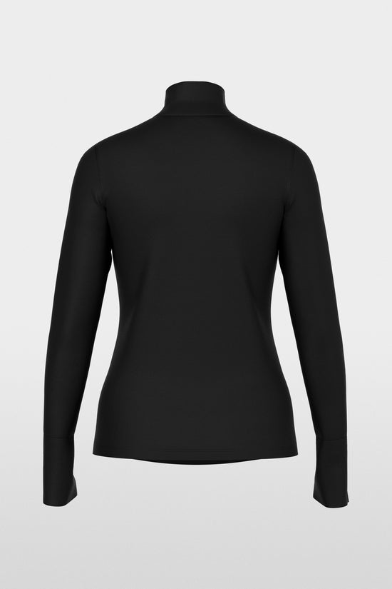 Marc Cain Black Long-Sleeved Top with Stand-Up Collar