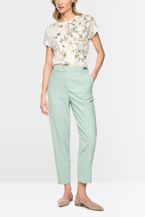 Marc Cain Off-White Organic Cotton T-Shirt with Floral Print