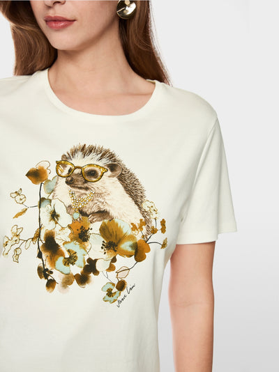 Marc Cain Off-White Hedgehog T-shirt with Decorative Stones BC48.32 J67