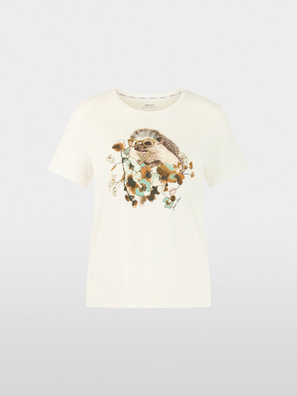 Marc Cain Off-White Hedgehog T-shirt with Decorative Stones