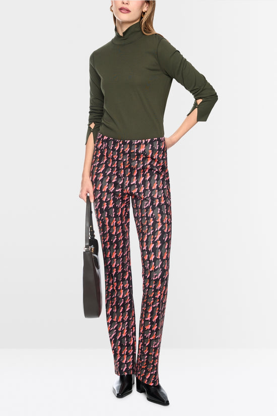 Marc Cain Forest Green Basic Top with Stand-Up Collar