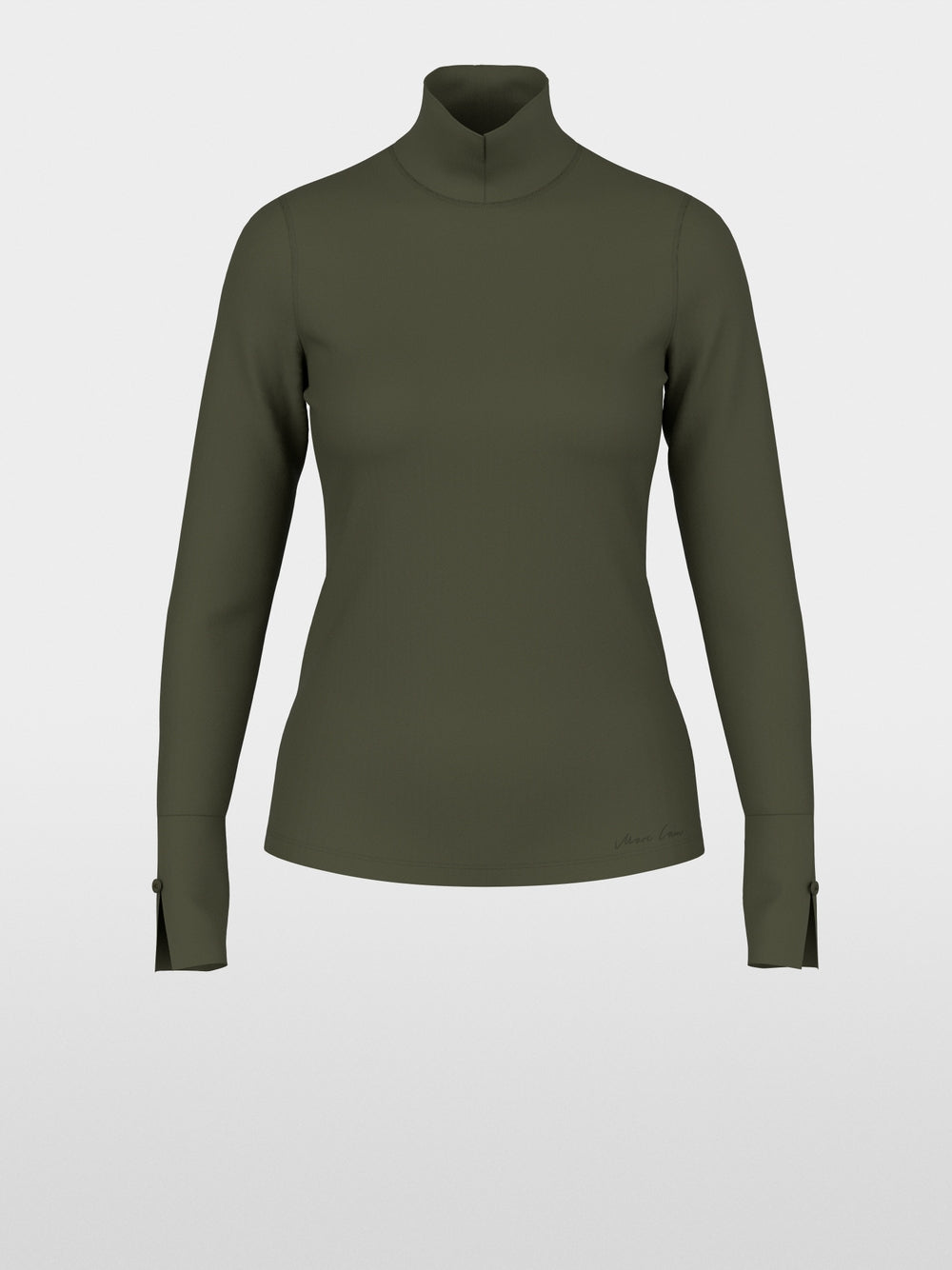 Marc Cain Forest Green Basic Top with Stand-Up Collar