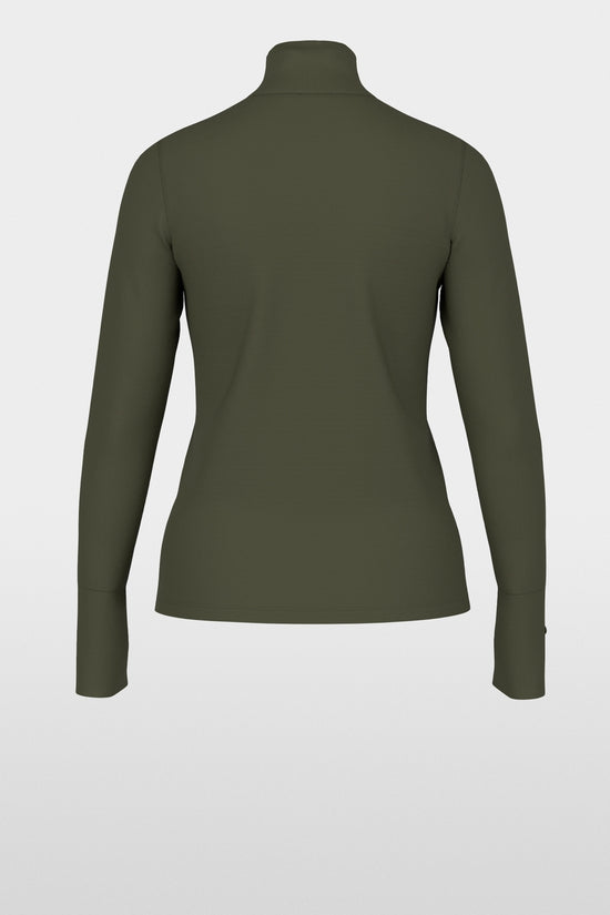 Marc Cain Forest Green Basic Top with Stand-Up Collar