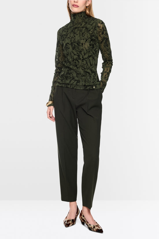 Marc Cain Forest Green Top with Velvet Flocking