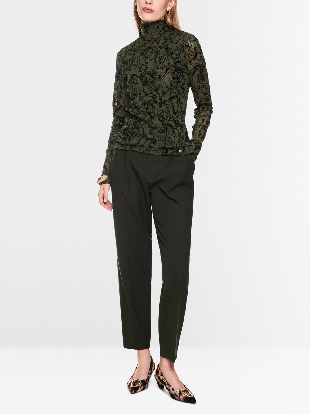 Marc Cain Forest Green Top with Velvet Flocking