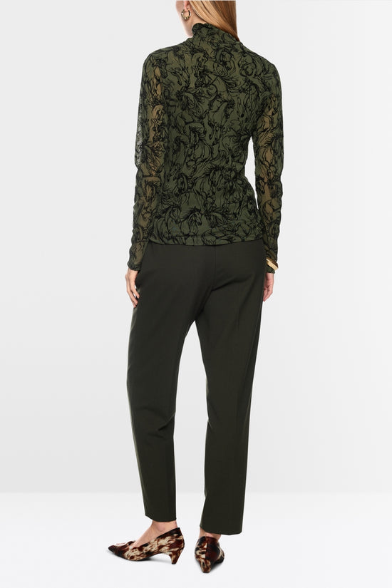 Marc Cain Forest Green Top with Velvet Flocking