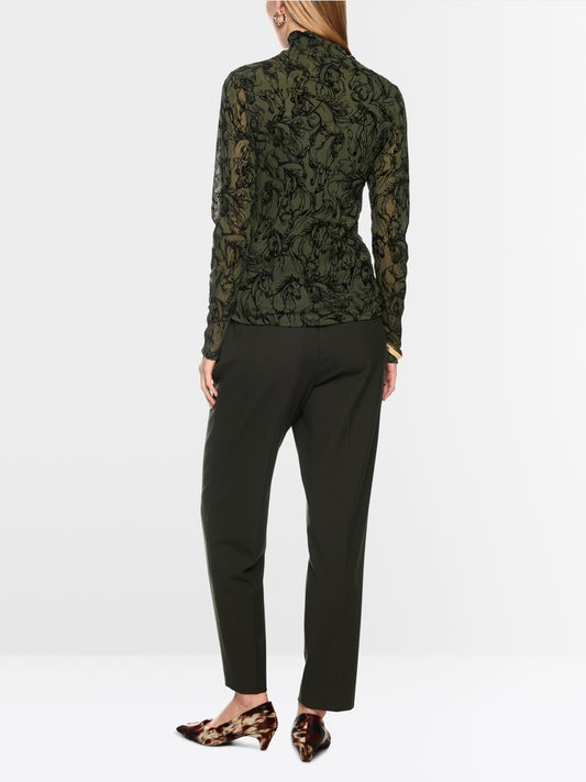 Marc Cain Forest Green Top with Velvet Flocking