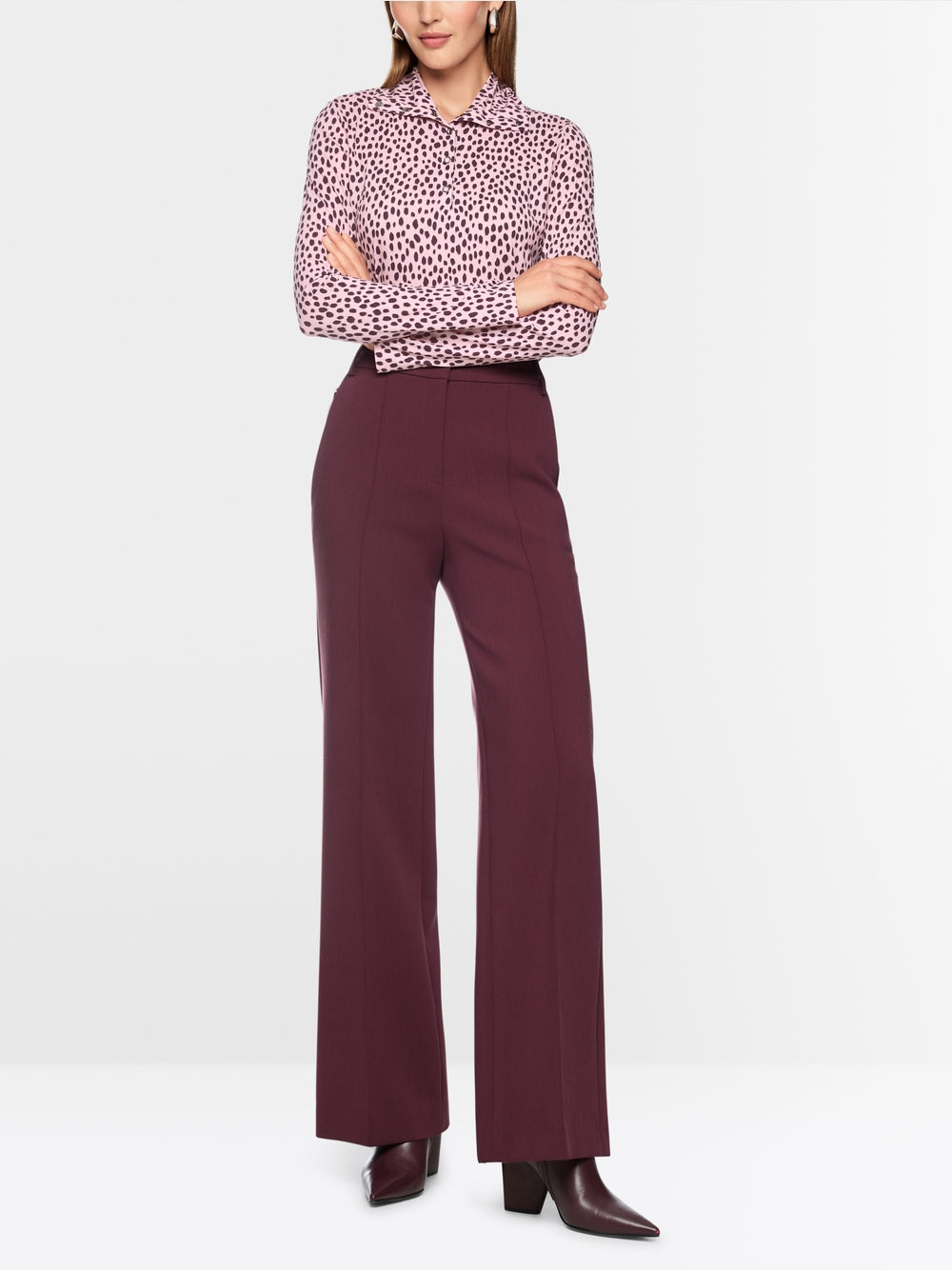 Marc Cain Pink Long-Sleeved Shirt with Polka Dot Print