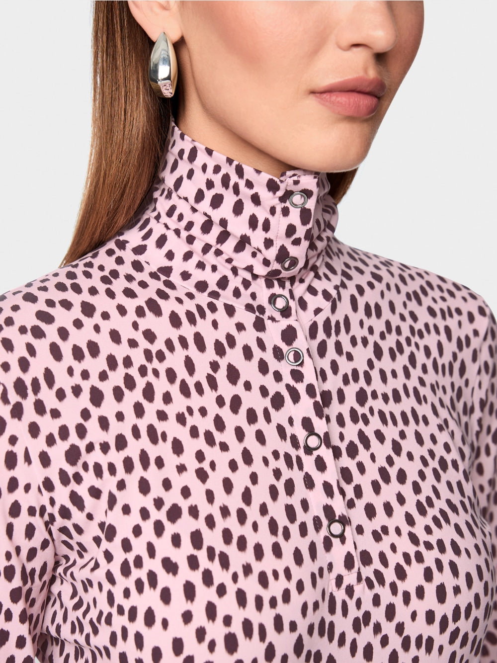 Marc Cain Pink Long-Sleeved Shirt with Polka Dot Print