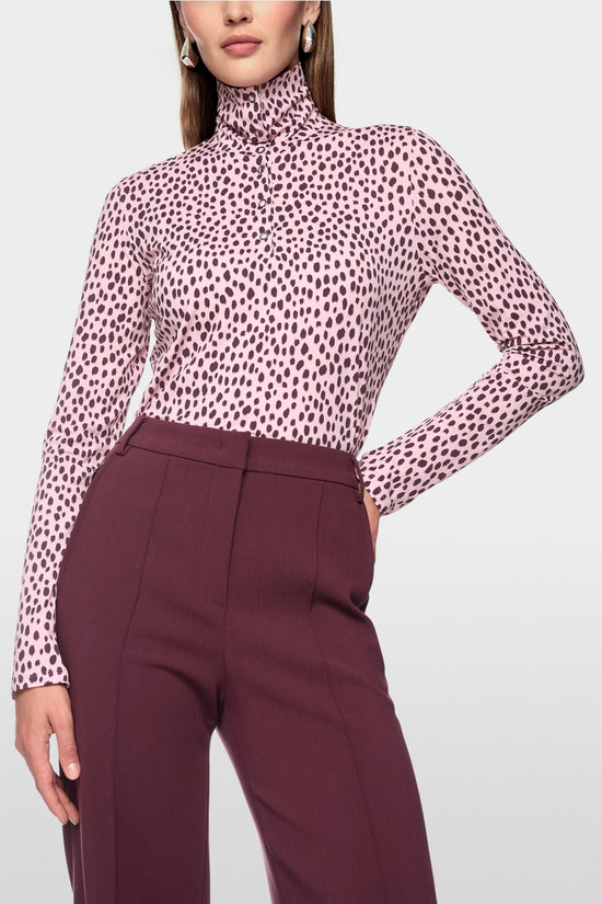 Marc Cain Pink Long-Sleeved Shirt with Polka Dot Print