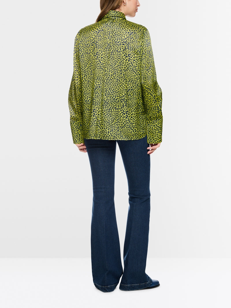 Marc Cain Green Leopard Print Long Sleeve Blouse