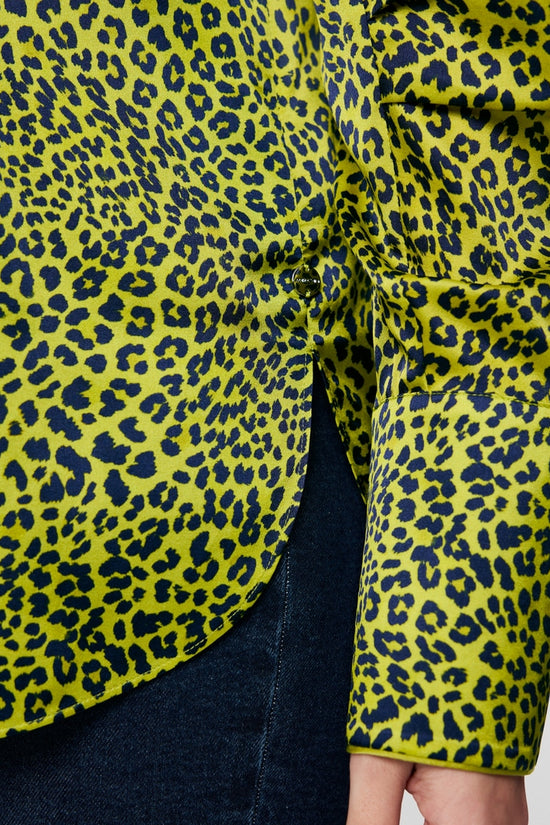 Marc Cain Green Leopard Print Long Sleeve Blouse