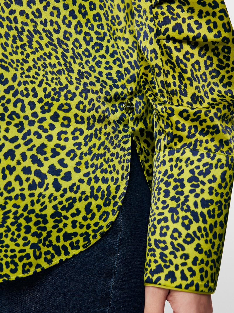 Marc Cain Green Leopard Print Long Sleeve Blouse